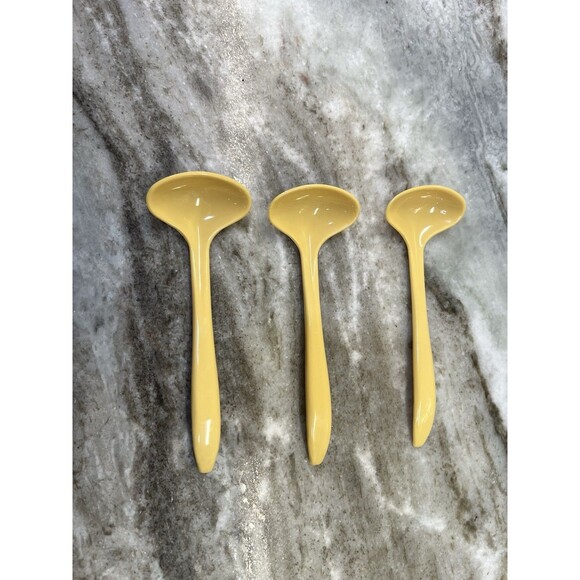 Vintage Tupperware Lot of 3 Mini Ladle Condiment Caddy Spoon ~ Yellow Gold #872 - Picture 1 of 10